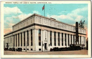 Masonic Temple and Loew's Theatre, Birmingham AL c1934 Vintage Postcard E16