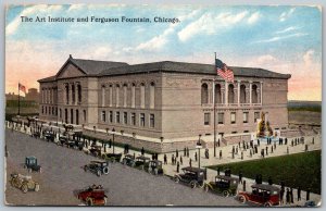 Chicago Illinois c1910 Postcard The Art Institute and Ferguson Fountain