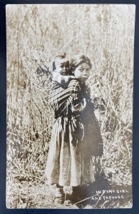 1926 Eagle River WS USA Postcard Cover Native American Indian Girl & Papoose