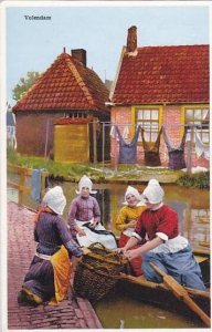 Netherlands Volendam Young Girls In Boat