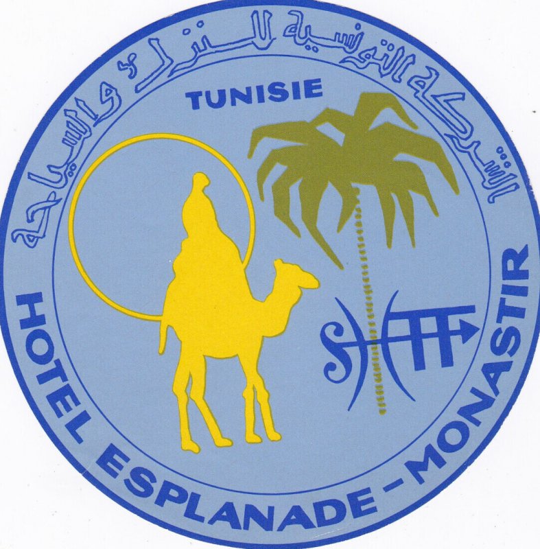 Tunisia Monastir Hotel Esplanade Vintage Luggage Label sk3072