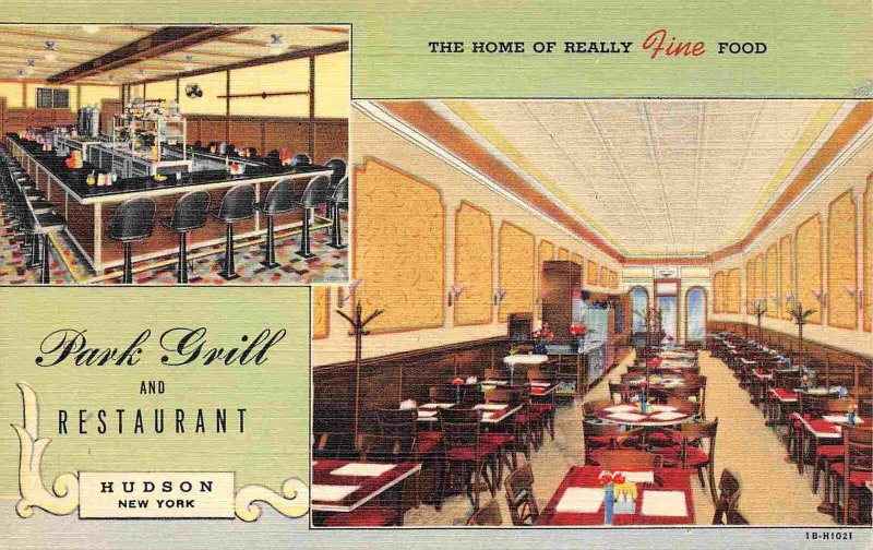 Park Grill Restaurant Interior US 9 Hudson New York linen postcard