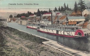 Hand Colored Postcard Cascade Locks, Columbia River, Oregon~127595
