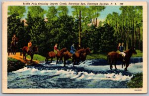 Vtg Saratoga Springs New York Spa Bridle Path Geyser Creek Horse Trail Postcard