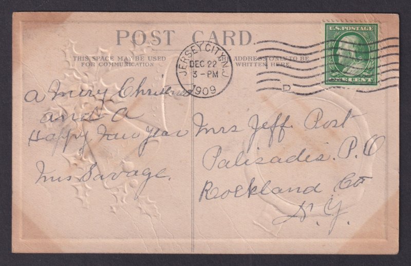 UNITED STATES, Postcard, Merry Christmas 1909