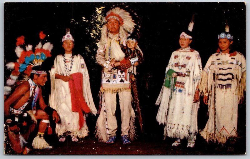 Vtg Native American Indian Ceremonial Dress White Buckskin Beadwork Postcard