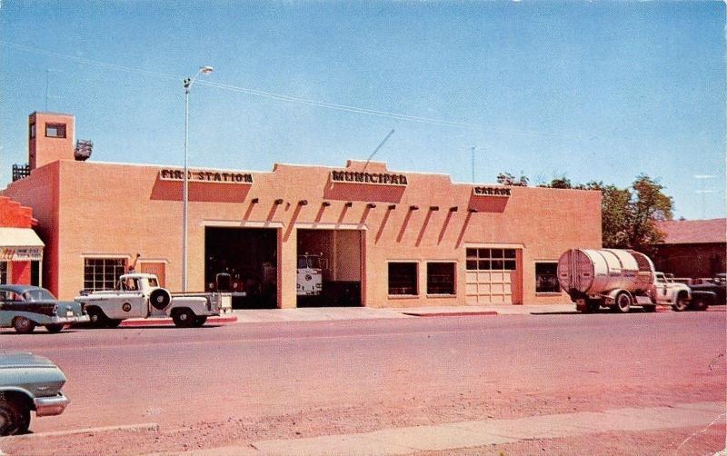 Deming New BuildingFire StationGarage 1950s Postcard