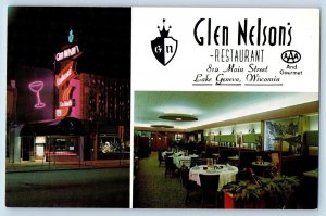 c1950 Glen Nelson's Restaurant Multiview Interior Lake Geneva Wisconsin Postcard