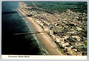 The Strand & Downtown, Myrtle Beach South Carolina, 1989 Aerial View Postcard