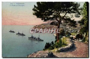 Old Postcard Villefranche La Rade and & # 39Escadre Charter