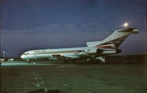 Portland ME Airport Delta Airlines Boeing Airplane at Night c1960s Postcard #2