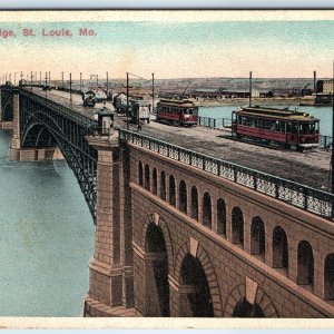 c1910s St. Louis, MO Eads Bridge Litho Streetcar Rail Lines Delivery Wagon A275