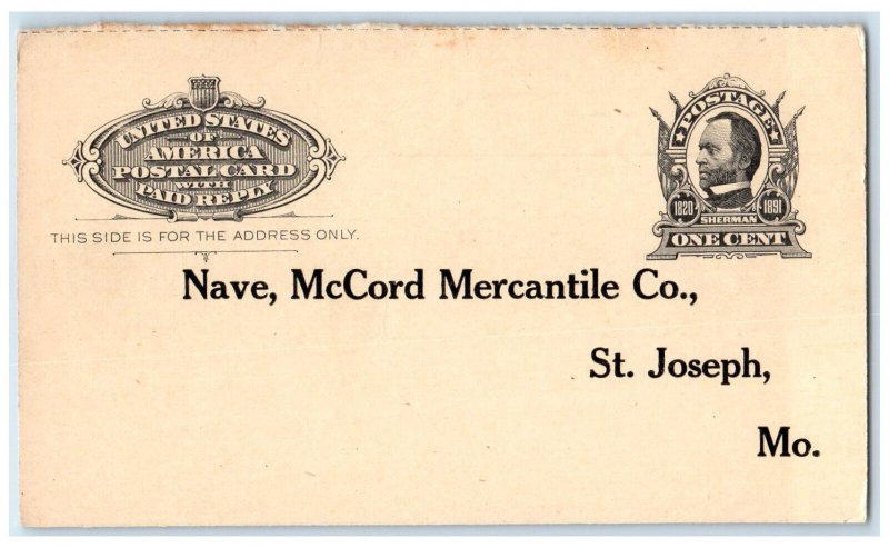 c1940's Oat Flakes Shipment Nave McCord Mercantile St. Joseph MO Postal Card