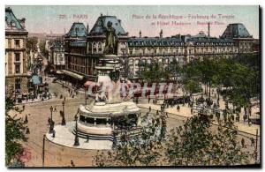 Old Postcard Paris Square Rebuplique The Faubourg du Temple and modern hotel