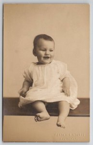 RPPC Custis Florida Cute Baby On Bench Real Photo Postcard T21