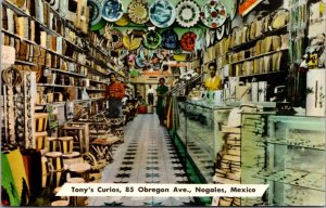 Postcard Tony's Curios 85 Obregon Ave in Nogales, Mexico