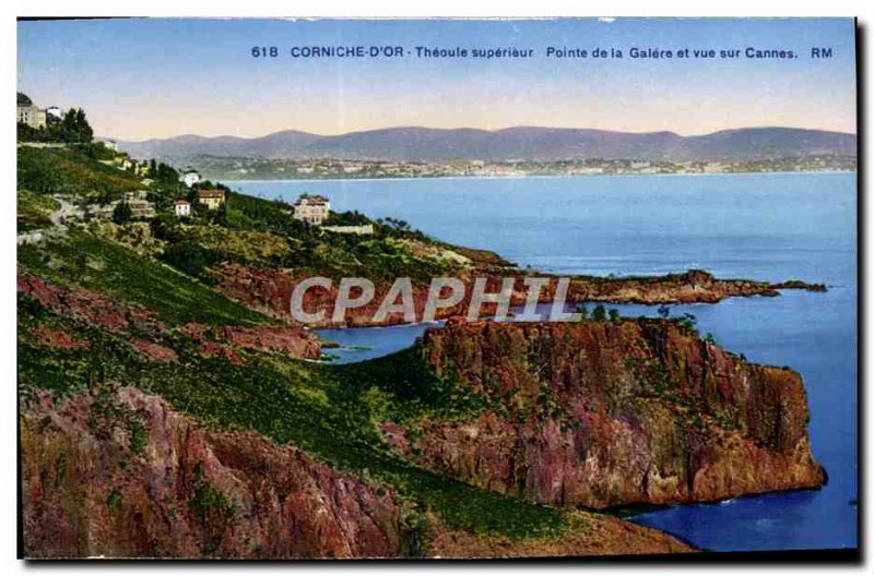 Old Postcard Corniche D & # 39Or Theoule Superieur Pointe De La Galere And Vi...