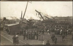 Center Street Train Wreck Lake Shore & Michigan - Ashtabula, OH 1909 Used RPPC