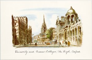 University and Queens Colleges The High Oxford England UK Unused Postcard C4