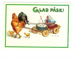 Happy Easter, Glad Pask, Swedish Artist Jenny Nystrom, Rooster, Dressed Hen
