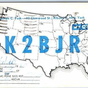 1960 Albany, NY Amateur Ham C.B Radio QSL Postcard Joseph C. Park WLR-Print A209
