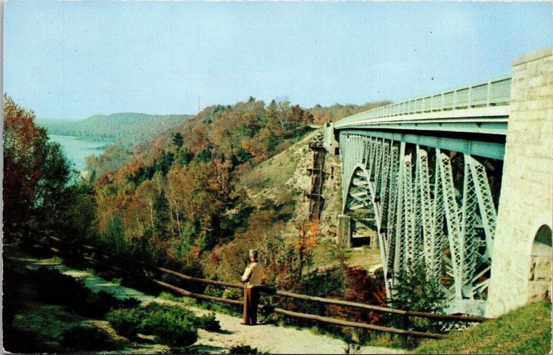 Cut River Bridge Mackinac County Lake Michigan MI Postcard Plastichrome UNP VTG 