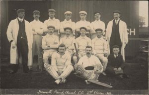 Haworth W. Yorkshire Cricket Team Parish Church c1906 Real Photo Postcard