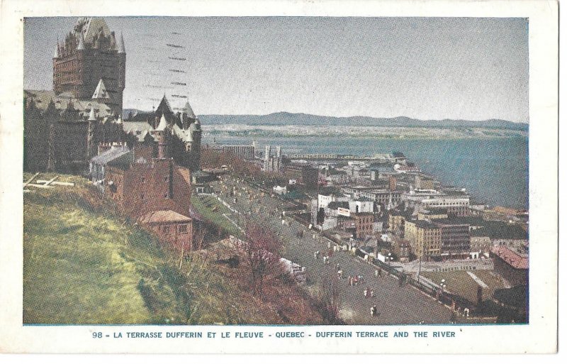 Canada Quebec Chateau Frontenac Dufferin Terrace St Lawrence River Vntg Postcard