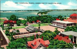 Aerial View Clearwater FL Looking West to Clearwater Beach Vintage Postcard H50