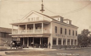 J36/ Constantine Michigan RPPC Postcard c1910 Hotel Harvey Building  139