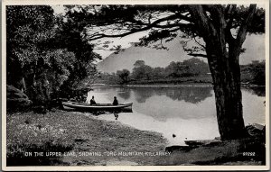 c1910 KILLARNEY IRELAND BOAT ON UPPER LAKE VALENTINE SILVERESQUE POSTCARD 34-275