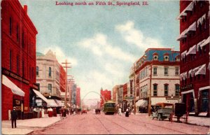 Postcard Looking North on Fifth Street in Springfield, Illinois