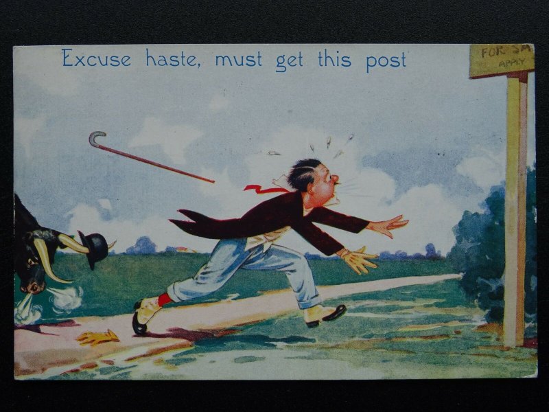 Postal Theme EXCUSE HASTE, MUST GET THIS POST c1918 Postcard by Bamforth