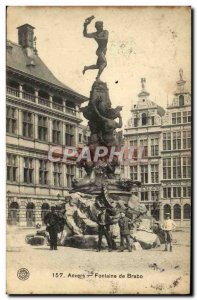Old Postcard Brabo Fountain Antwerp