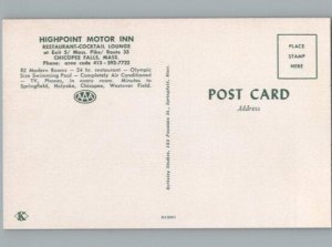 High Poit Motor Inn & Lodge Chicopee Falls MA Postcard