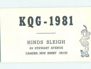 Pre-1980 RADIO CARD - CB HAM OR QSL Camden - Near Cherry Hill NJ AH0543