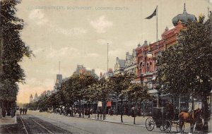 SOUTHPORT LANCASHIRE ENGLAND~LORD STREET LOOKING SOUTH~1904 TINT PHOTO POSTCARD