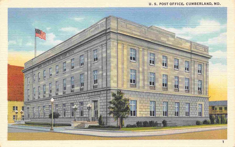 US Post Office Baltimore Maryland linen postcard