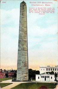 Bunker Hill Monument Charlestown MA Massachusetts Antique Postcard DB UNP Unused 