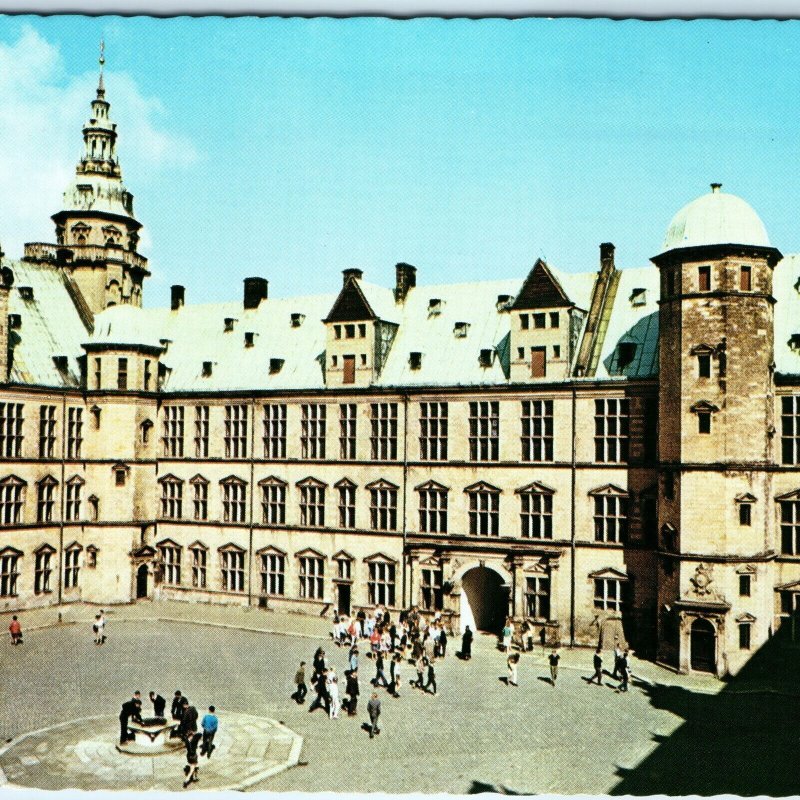 c1910s Helsingør, Denmark Kronborg Castle People Yard Courtyard Vtg 4x6 PC M21