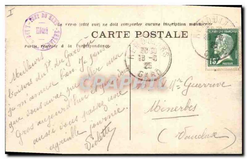 Old Postcard The Pont du Gard front view