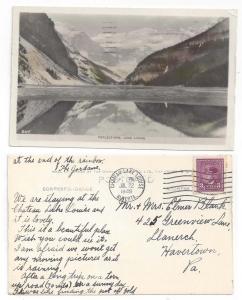 Canada Lake Louise Reflections Chateau Hotel Postmark 1949