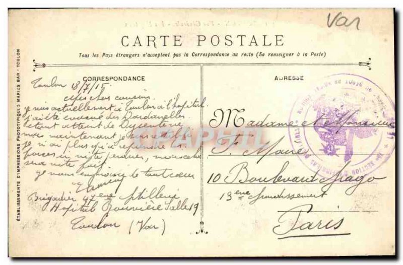 Old Postcard Toulon Vue Generale The Hospitals