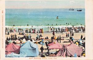 SANTA CRUZ CALIFORNIA~SURF BATHING-BRITTON & REY PUBL POSTCARD 1900s