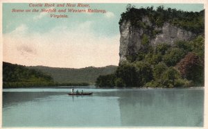 Vintage Postcard Castle Rock New River Scene Norfolk Western Railway Virginia VA