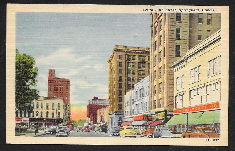 South Fifth Street Springfield Illinois Unused c1949