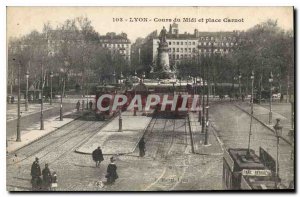 Postcard Old Lyon Cours du Midi and Place Carnot Trams