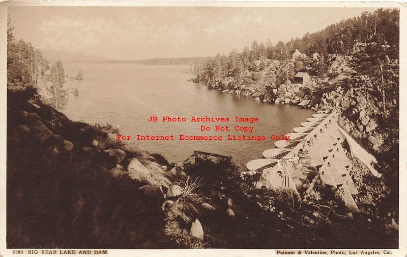 CA, Big Bear Lake, California, RPPC, Big Bear Lake, Dam,Putnam & Valentine Photo