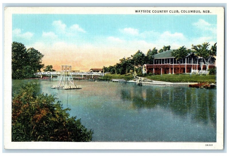 c1940 Wayside Country Club Exterior Building Columbus Nebraska Vintage Postcard