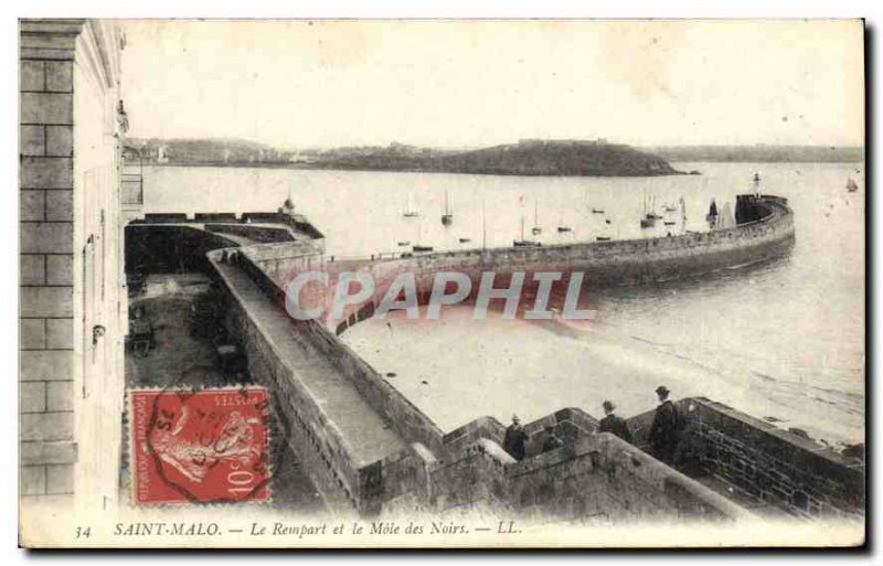 Postcard Old Saint Malo Ramparts and Black Mole